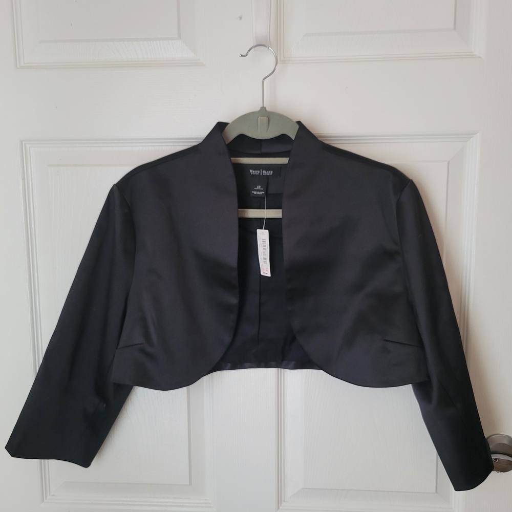 White House Black Market Satin Black Cropped Blazer